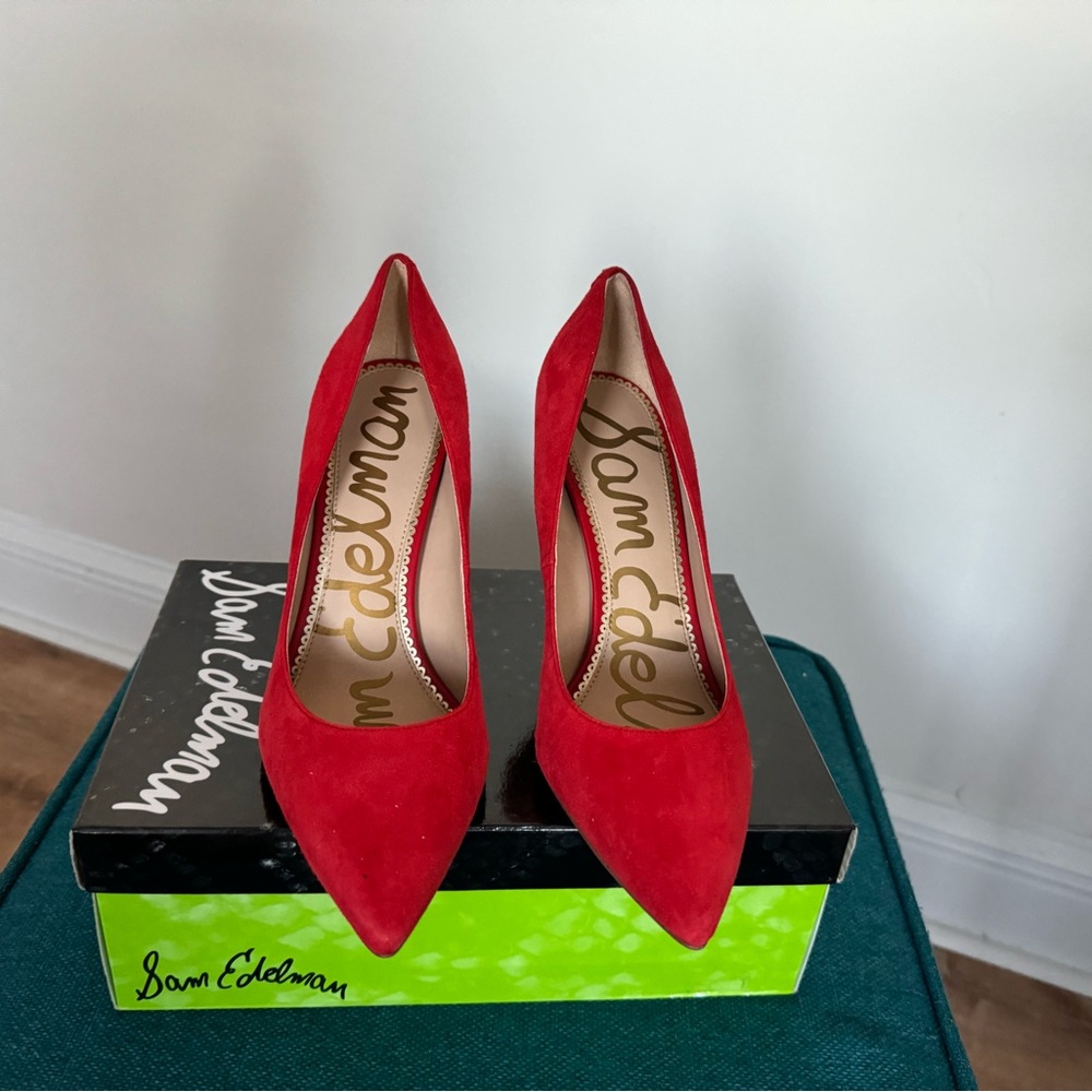 Sam Edelman bright red suede pumps